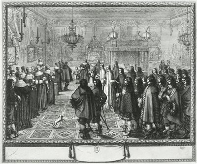 Cérémonie de passage du contrat de mariage de Wladyslaw IV et Maria Ludwiga Gonzaga à Fontainebleau, 25 septembre 1645 - Abraham Bosse